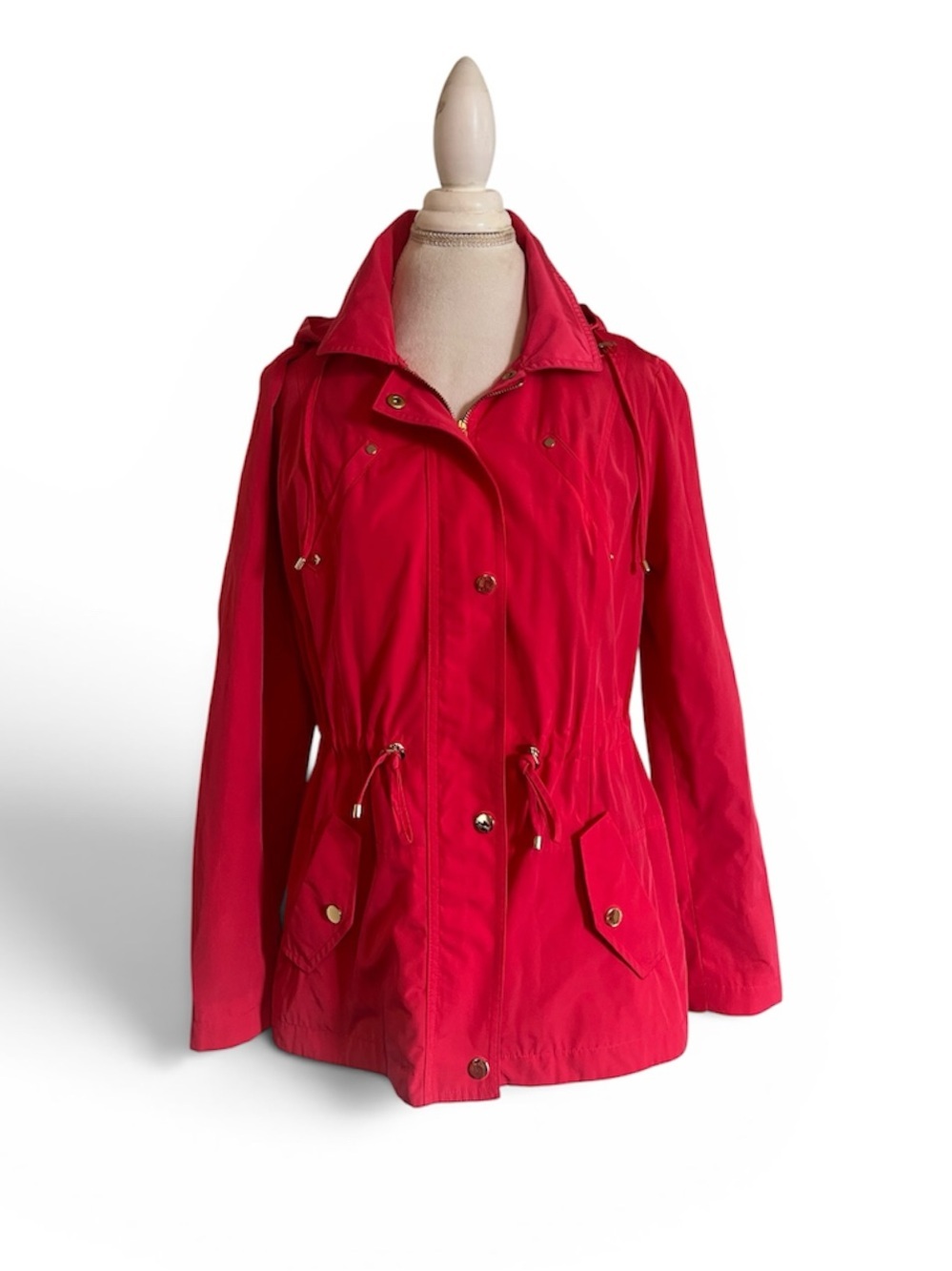 Charter Club Bright Pink Hooded Utility Jacket – Water Resistant Rain Coat Small
